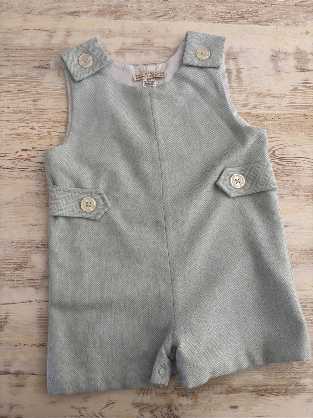 The Beaufort Bonnet Company Light Blue Herringbone Shortall